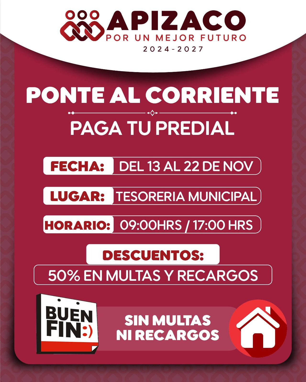 Apizaco se suma al Buen Fin con descuentos en el Pago del Predial 2024
